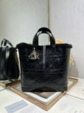 Dior M2836 Medium Dior Toujours Bag Black Macrocannage Crinkled Calfskin and Merino Wool