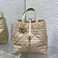 Dior M2836 Medium Dior Toujours Vertical Tote Bag Apricot Macrocannage Calfskin - Default Title - View 1