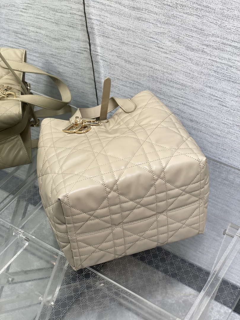 Dior M2836 Medium Dior Toujours Vertical Tote Bag Apricot Macrocannage Calfskin