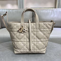 Dior M2836 Medium Dior Toujours Vertical Tote Bag Beige Macrocannage Calfskin - Default Title - View 1