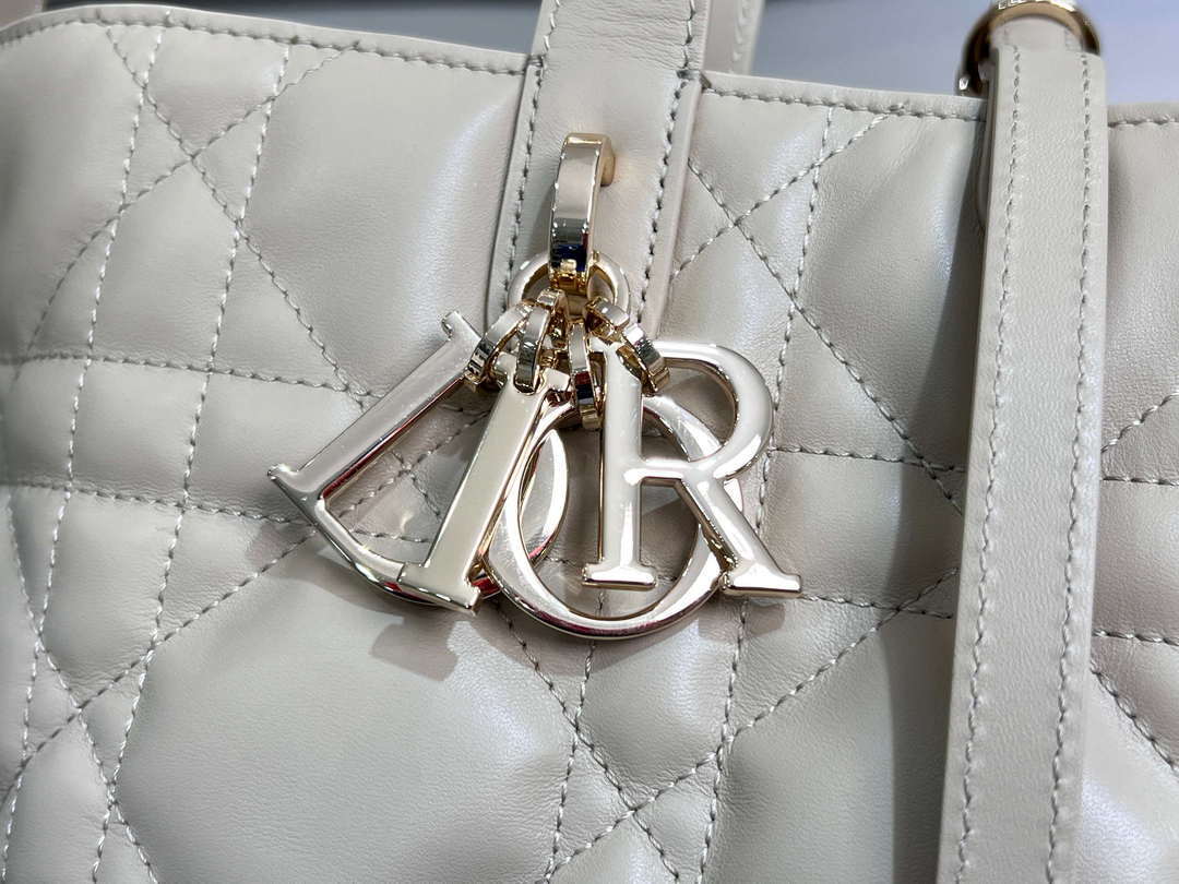 Dior M2836 Medium Dior Toujours Vertical Tote Bag Beige Macrocannage Calfskin