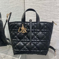 Dior M2836 Medium Dior Toujours Vertical Tote Bag Black Macrocannage Calfskin - Default Title - View 1