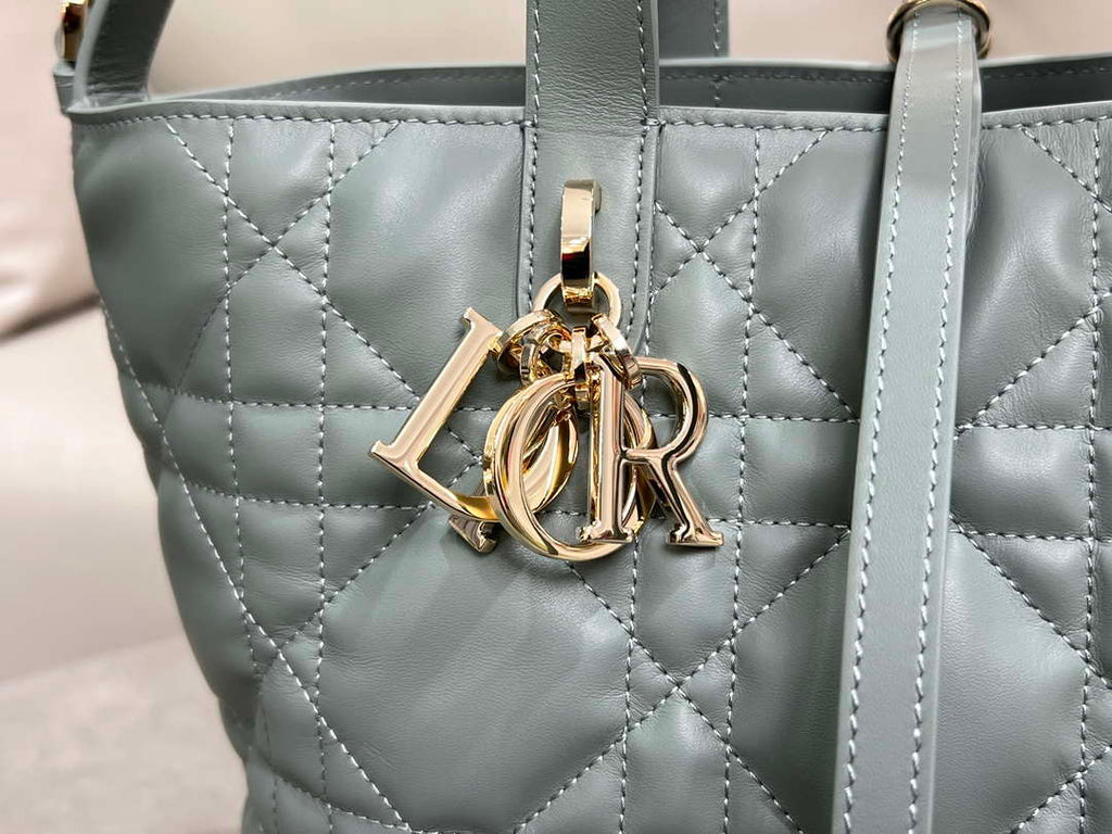 Dior M2836 Medium Dior Toujours Vertical Tote Bag Blue Macrocannage Calfskin