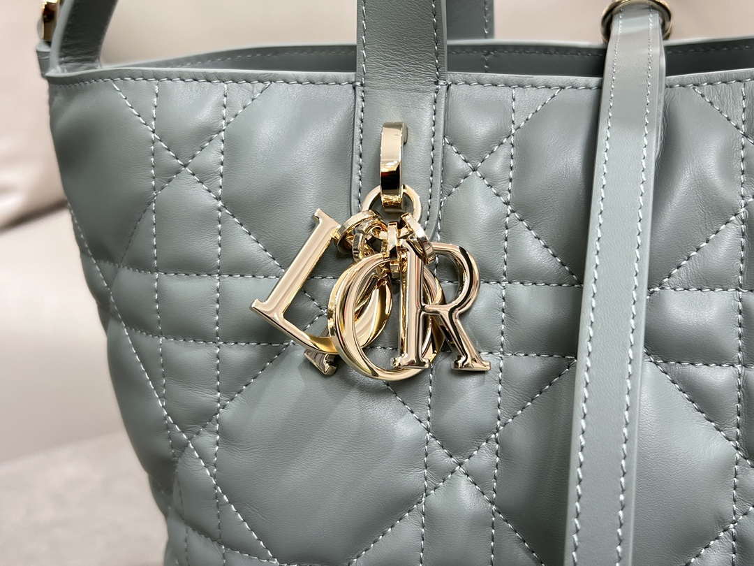 Dior M2836 Medium Dior Toujours Vertical Tote Bag Blue Macrocannage Calfskin