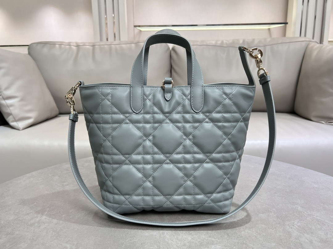 Dior M2836 Medium Dior Toujours Vertical Tote Bag Blue Macrocannage Calfskin