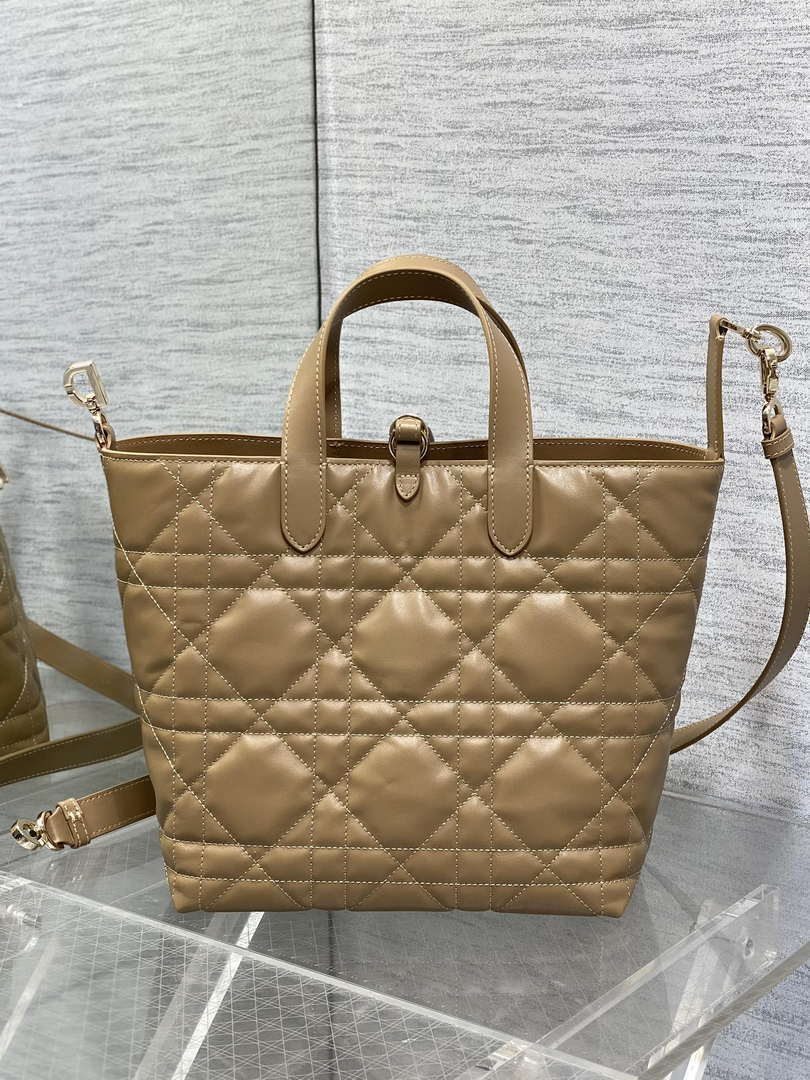 Dior M2836 Medium Dior Toujours Vertical Tote Bag Sand Macrocannage Calfskin