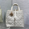 Dior M2836 Medium Dior Toujours Vertical Tote Bag White Macrocannage Calfskin - Default Title - View 1