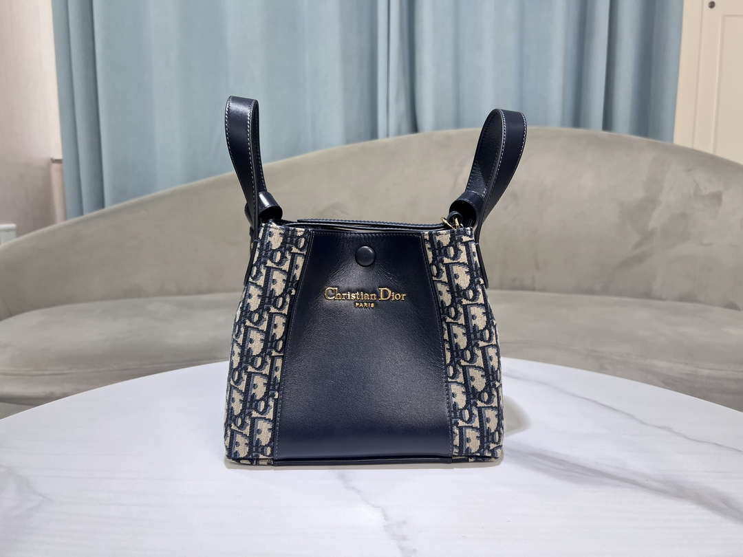 Dior M2840 Blue Dior Oblique Jacquard and Smooth Calfskin