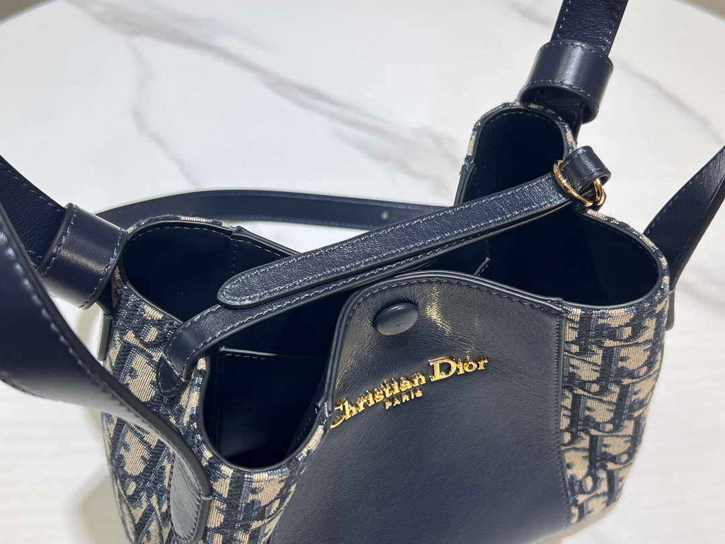 Dior M2840 Blue Dior Oblique Jacquard and Smooth Calfskin
