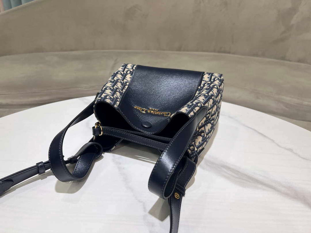 Dior M2840 Blue Dior Oblique Jacquard and Smooth Calfskin