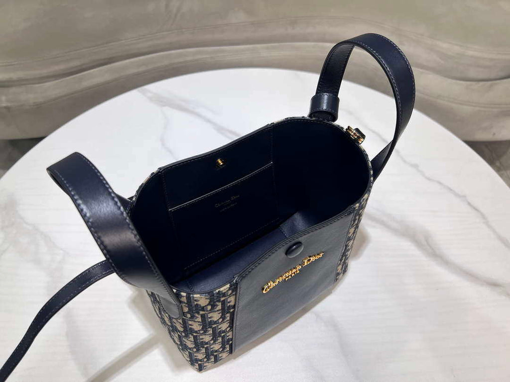 Dior M2840 Blue Dior Oblique Jacquard and Smooth Calfskin