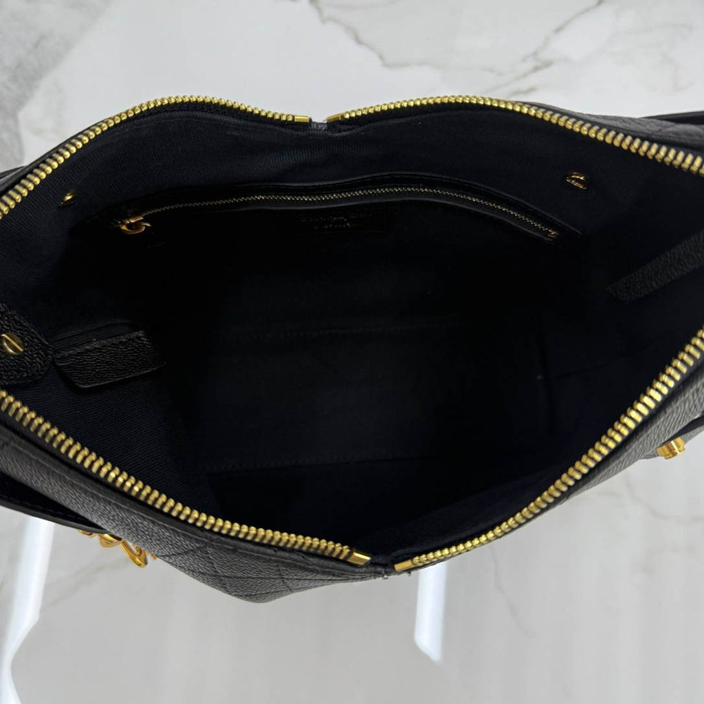Dior M2845 Small Dior Voyage Bag Black Flat Macrocannage Grained Calfskin