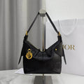 Dior M2846 Medium Dior Voyage Bag Black Flat Macrocannage Crinkled Calfskin