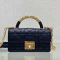 Dior M4401 Mini Dior Ange Bag Black Macrocannage Calfskin - Default Title - View 1