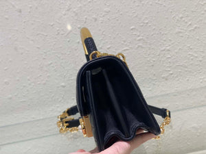 Dior M4401 Mini Dior Ange Bag Black Macrocannage Calfskin - Default Title - View 4