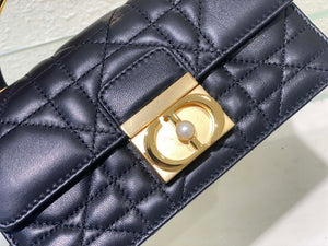Dior M4401 Mini Dior Ange Bag Black Macrocannage Calfskin - Default Title - View 6
