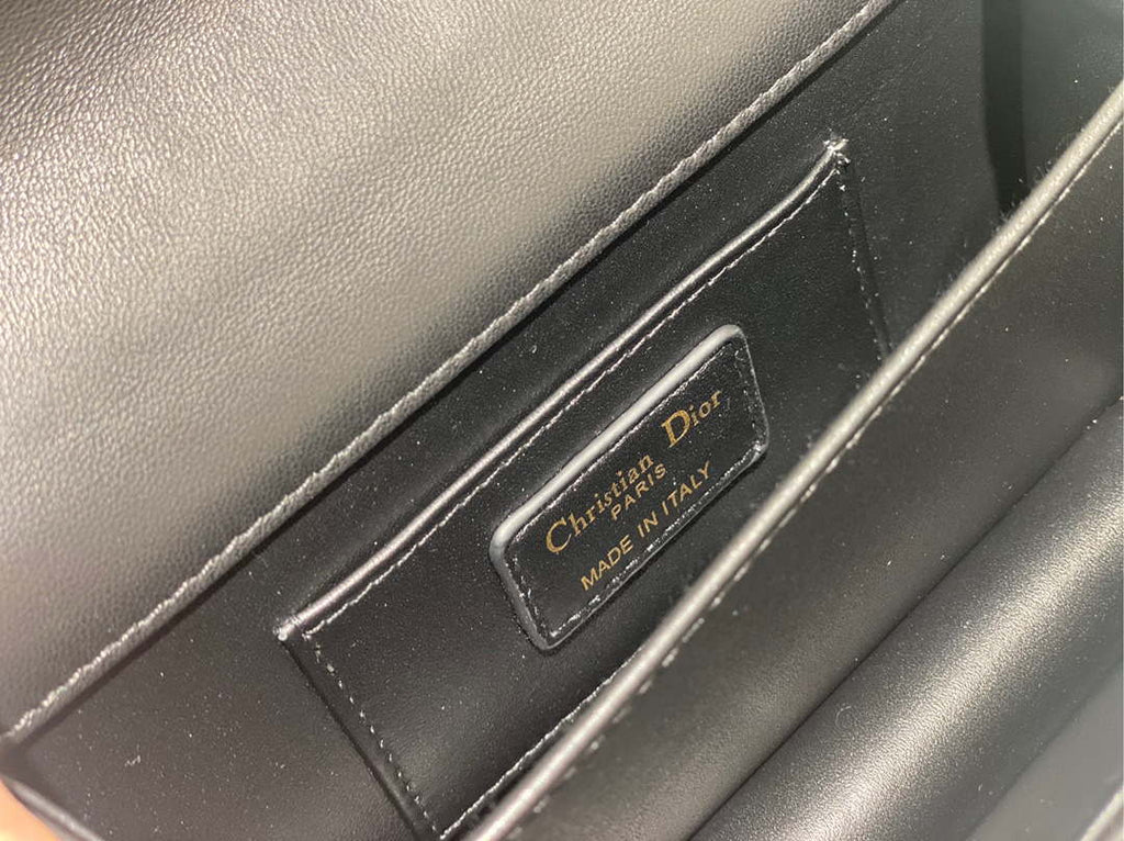 Dior M4401 Mini Dior Ange Bag Black Macrocannage Calfskin