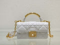 Dior M4401 Mini Dior Ange Bag White Macrocannage Calfskin