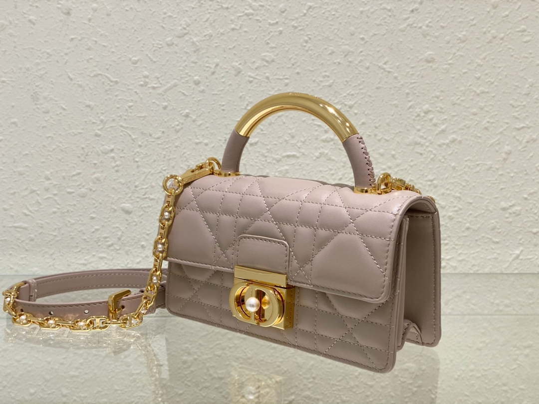 Dior M4401 Mini Dior Ange Bag Pink Macrocannage Calfskin