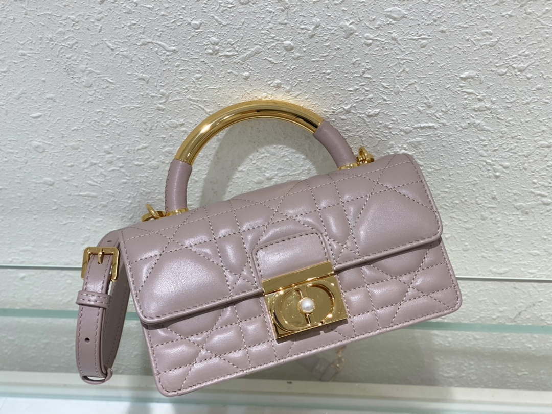 Dior M4401 Mini Dior Ange Bag Pink Macrocannage Calfskin