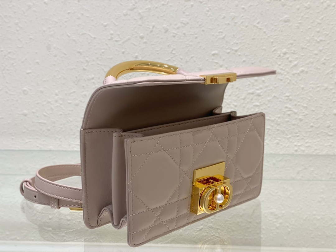 Dior M4401 Mini Dior Ange Bag Pink Macrocannage Calfskin