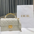 Dior M4402 Medium Dior Ange Bag White Macrocannage Calfskin - Default Title - View 1
