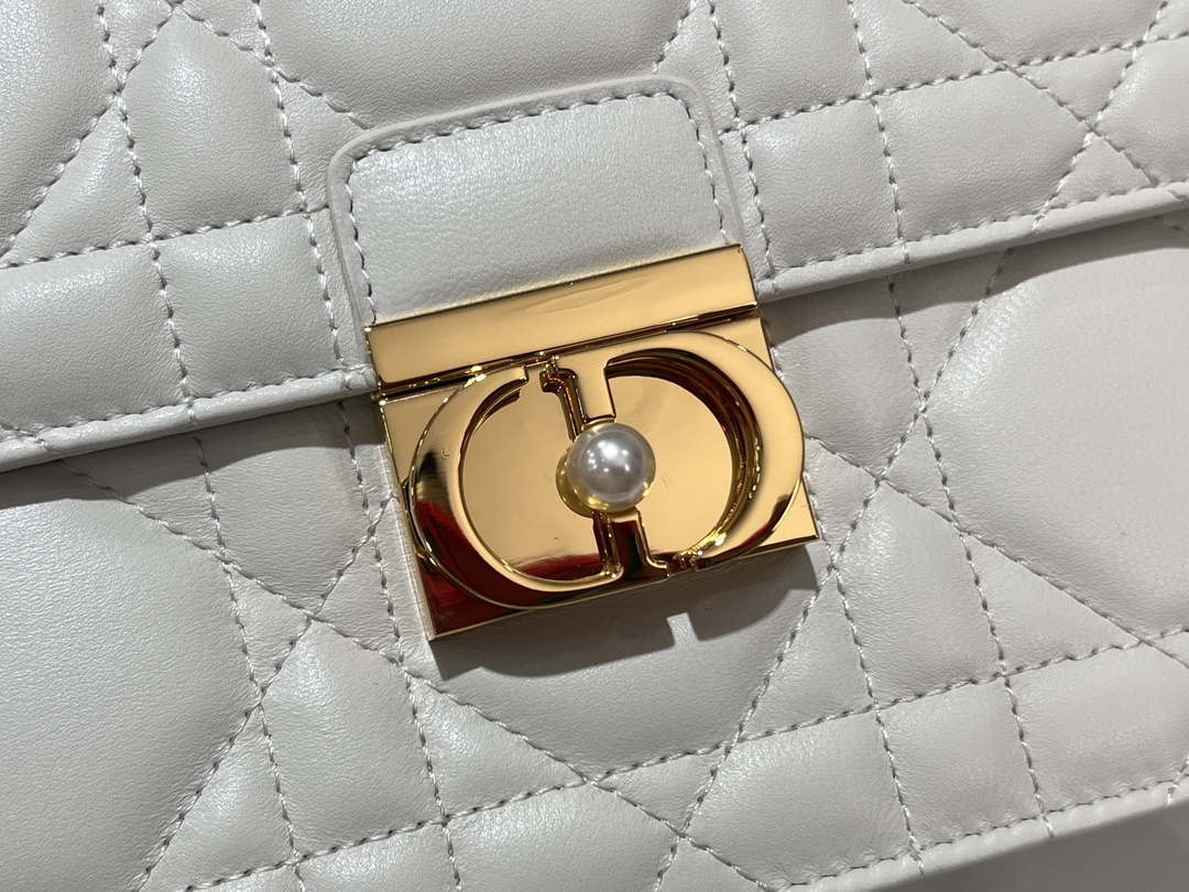 Dior M4402 Medium Dior Ange Bag White Macrocannage Calfskin