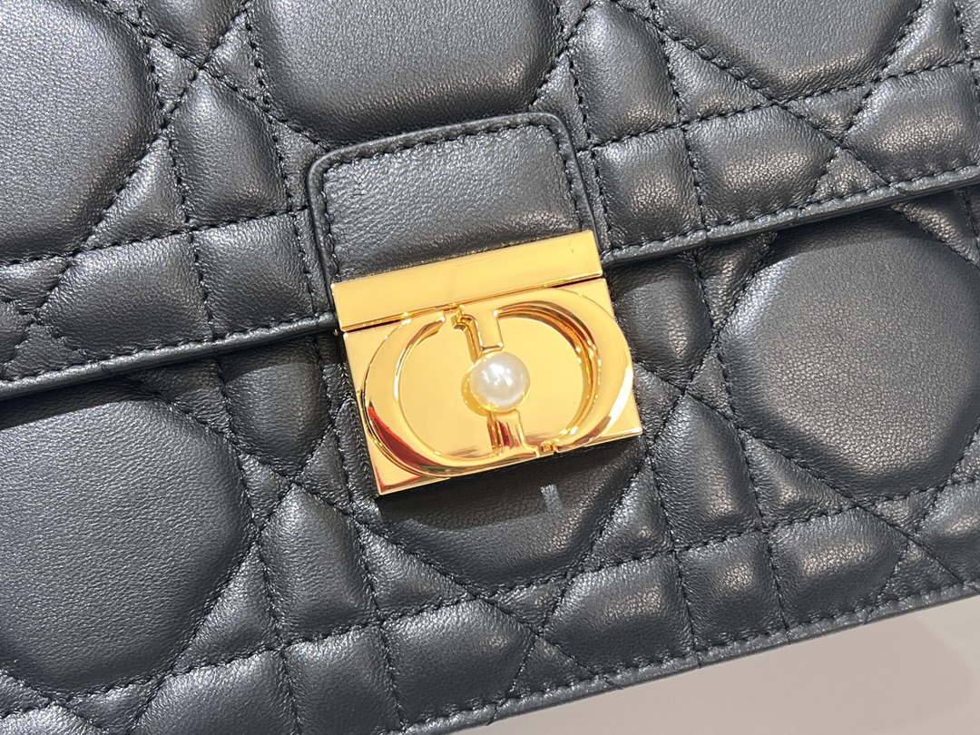 Dior M4402 Medium Dior Ange Bag Black Macrocannage Calfskin - Default Title - View 4