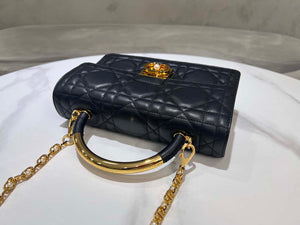 Dior M4402 Medium Dior Ange Bag Black Macrocannage Calfskin - Default Title - View 7