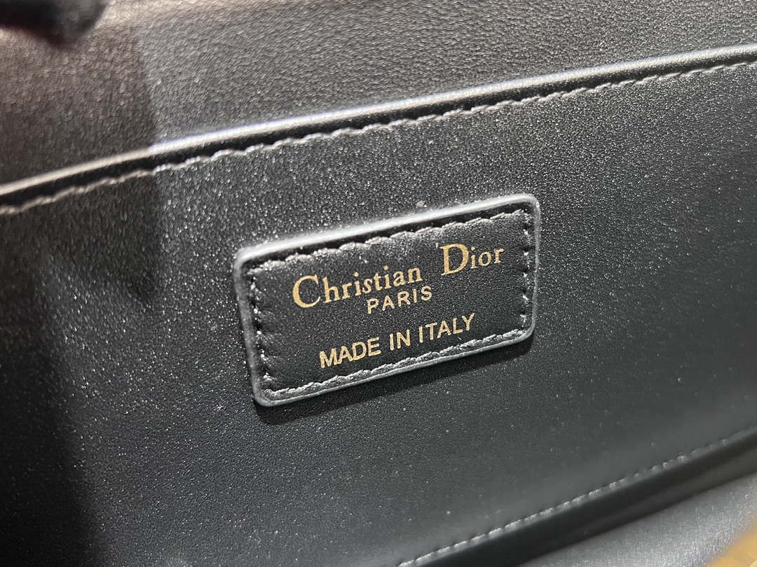 Dior M4402 Medium Dior Ange Bag Black Macrocannage Calfskin
