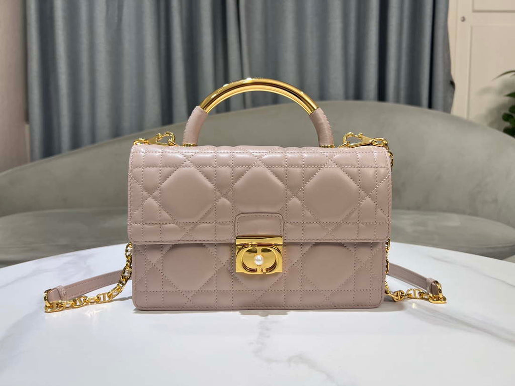 Dior M4402 Medium Dior Ange Bag Pink Macrocannage Calfskin