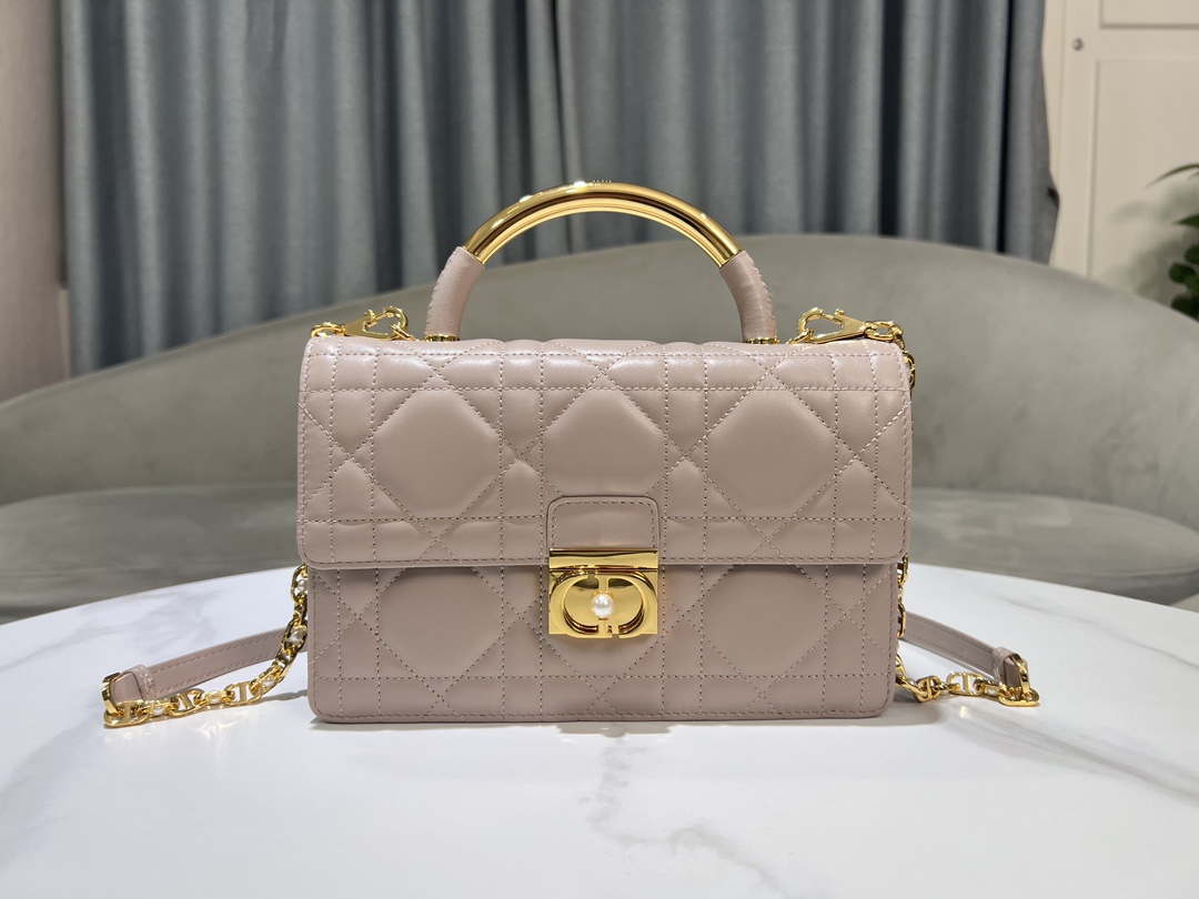 Dior M4402 Medium Dior Ange Bag Pink Macrocannage Calfskin