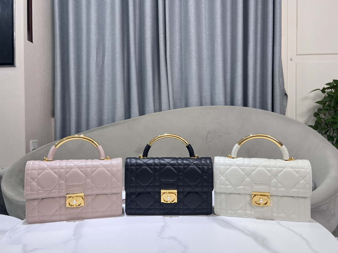 Dior M4402 Medium Dior Ange Bag Pink Macrocannage Calfskin - Default Title - View 10