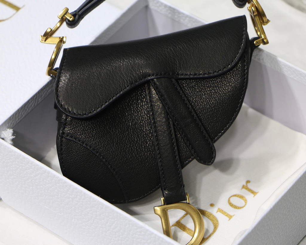 Dior M6008 Bag Saddle Super Mini Bag Cowhide Leather Black