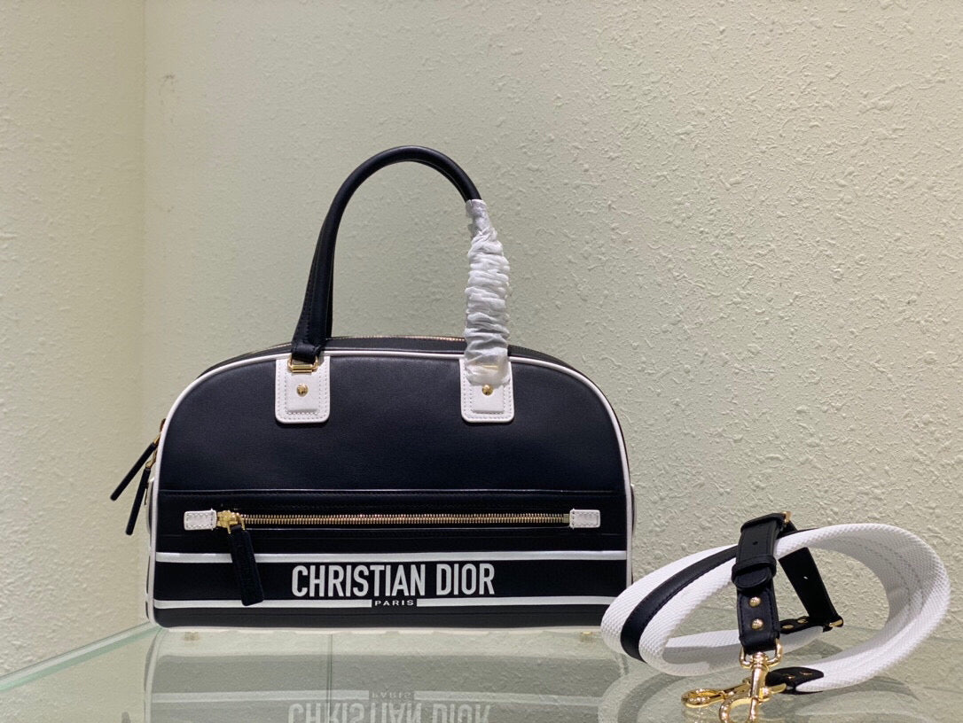 Dior M6202 Medium Dior Vibe Zip Bowling Bag Black Smooth Calfskin - Default Title - View 1