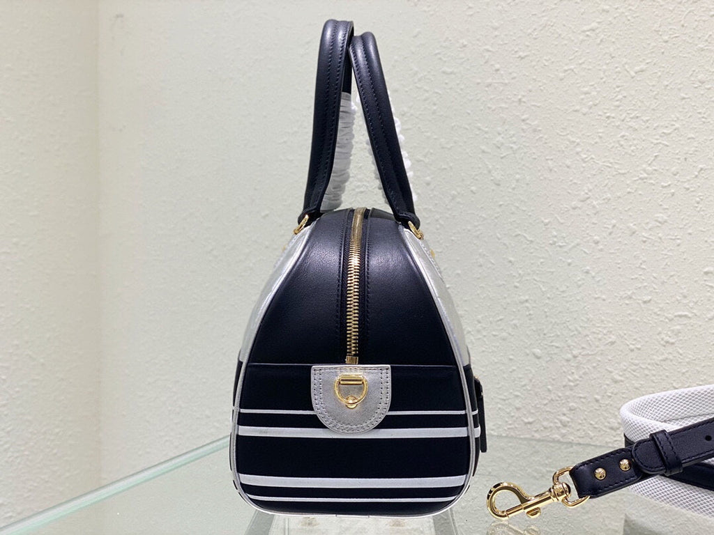 Dior M6202 Medium Dior Vibe Zip Bowling Bag Black and Silver Smooth Calfskin
