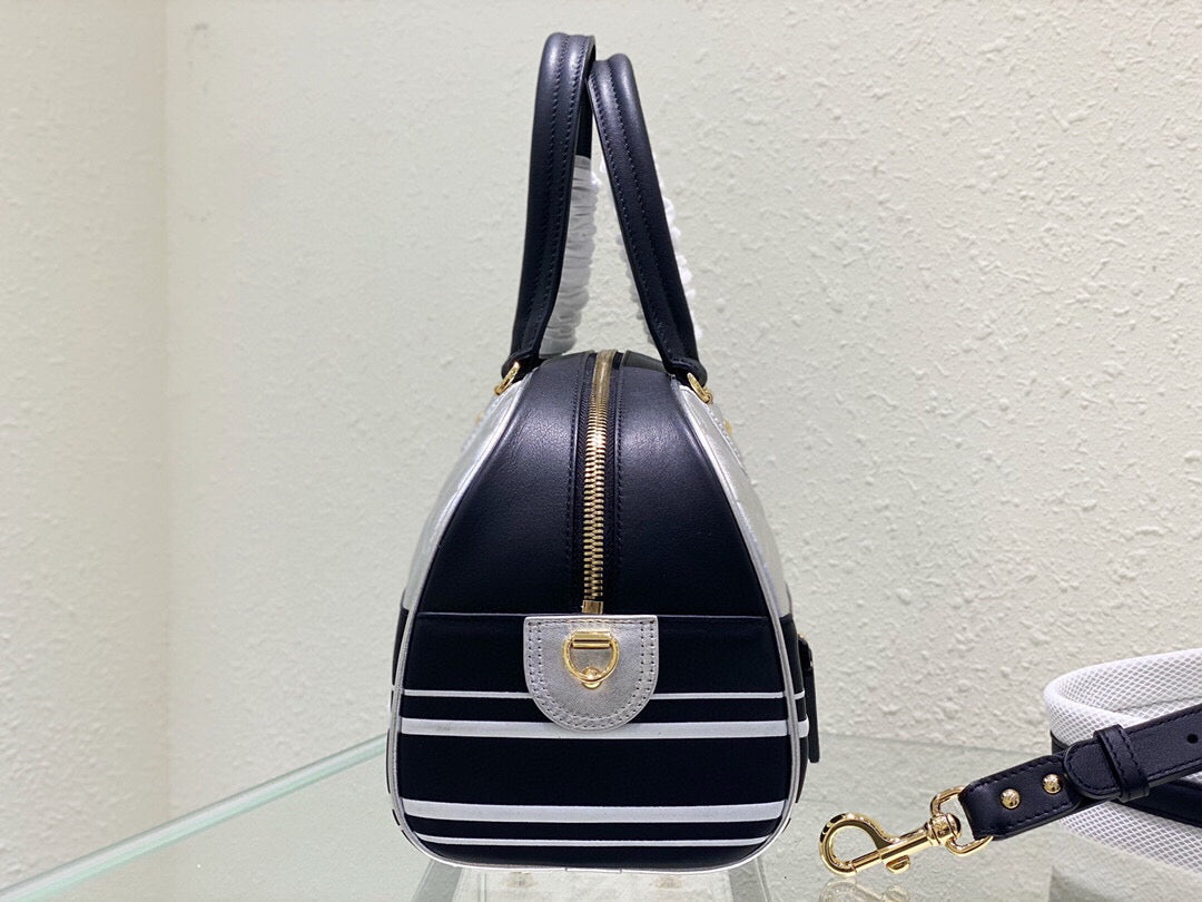 Dior M6202 Medium Dior Vibe Zip Bowling Bag Black and Silver Smooth Calfskin
