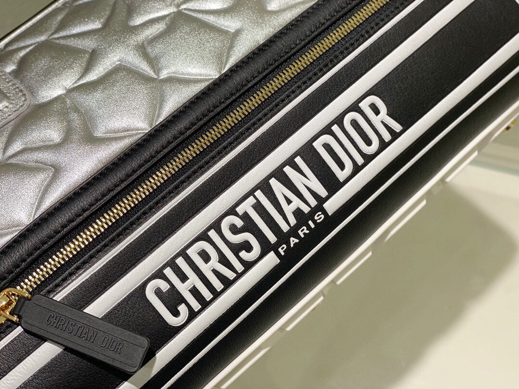 Dior M6202 Medium Dior Vibe Zip Bowling Bag Black and Silver Smooth Calfskin