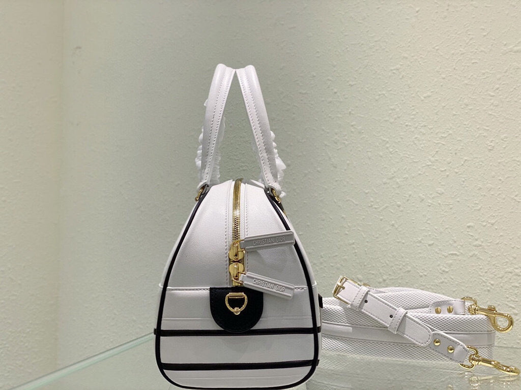 Dior M6202 Medium Dior Vibe Zip Bowling Bag White Smooth Calfskin