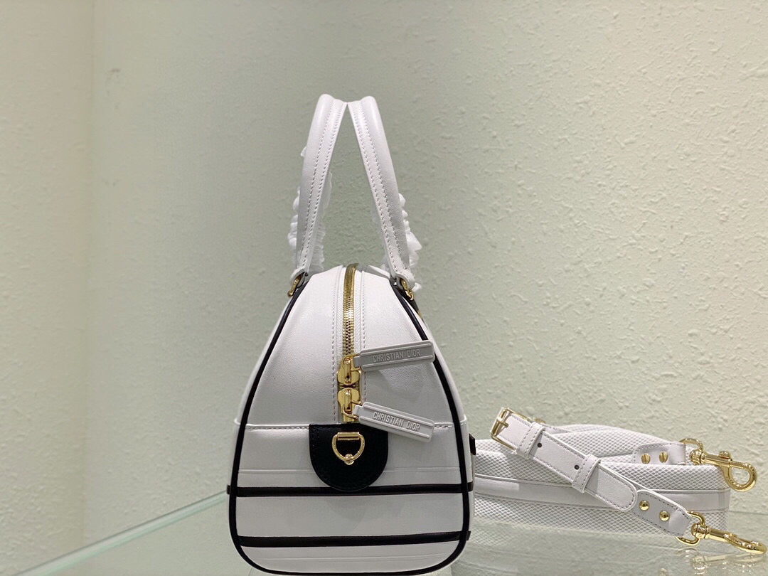 Dior M6202 Medium Dior Vibe Zip Bowling Bag White Smooth Calfskin - Default Title - View 4