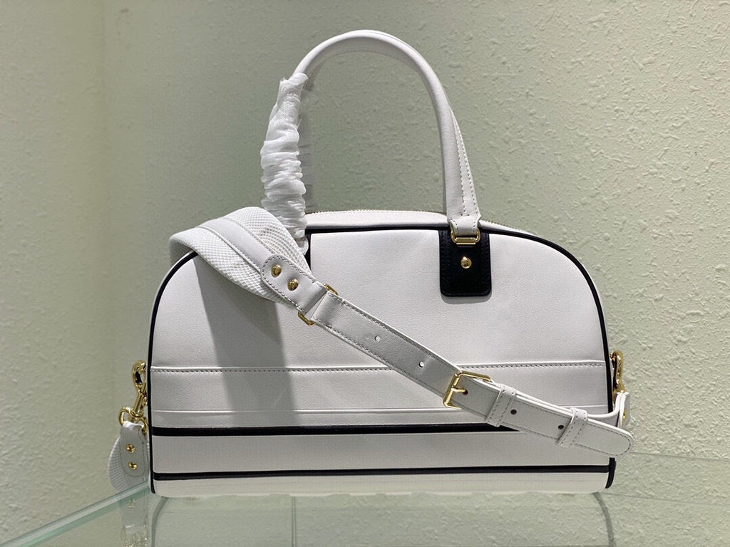 Dior M6202 Medium Dior Vibe Zip Bowling Bag White Smooth Calfskin