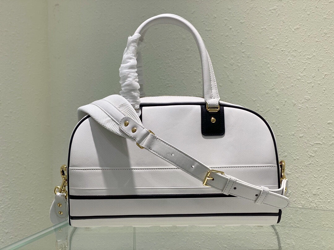 Dior M6202 Medium Dior Vibe Zip Bowling Bag White Smooth Calfskin