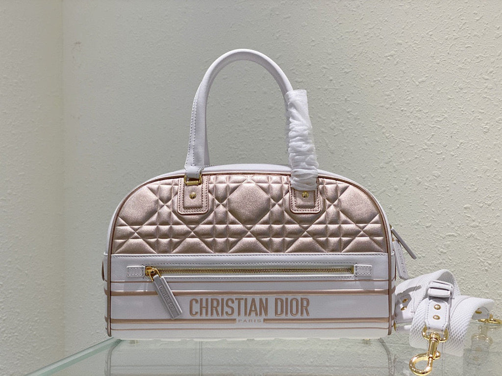 Dior M6202 Medium Vibe Zip Bowling Bag Gold