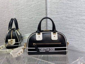 Dior M6209 Small Vibe Zip Bowling Bag Black and White Smooth Calfskin - Default Title - View 1