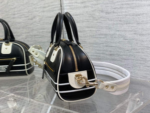 Dior M6209 Small Vibe Zip Bowling Bag Black and White Smooth Calfskin - Default Title - View 4