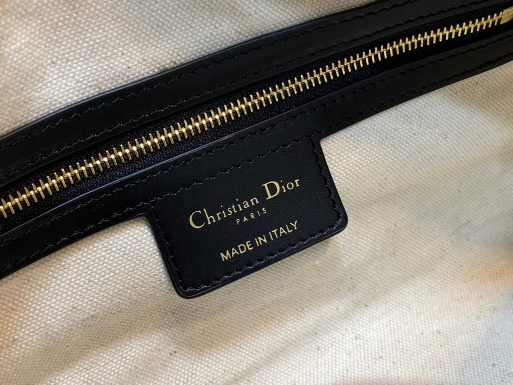 Dior M6209 Small Vibe Zip Bowling Bag Black and White Smooth Calfskin