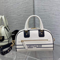 Dior M6209 Small Vibe Zip Bowling Bag White and Blue Smooth Calfskin - Default Title - View 1