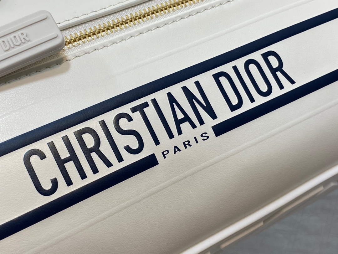 Dior M6209 Small Vibe Zip Bowling Bag White and Blue Smooth Calfskin - Default Title - View 3