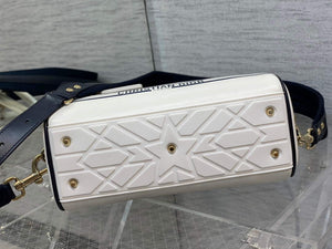 Dior M6209 Small Vibe Zip Bowling Bag White and Blue Smooth Calfskin - Default Title - View 7