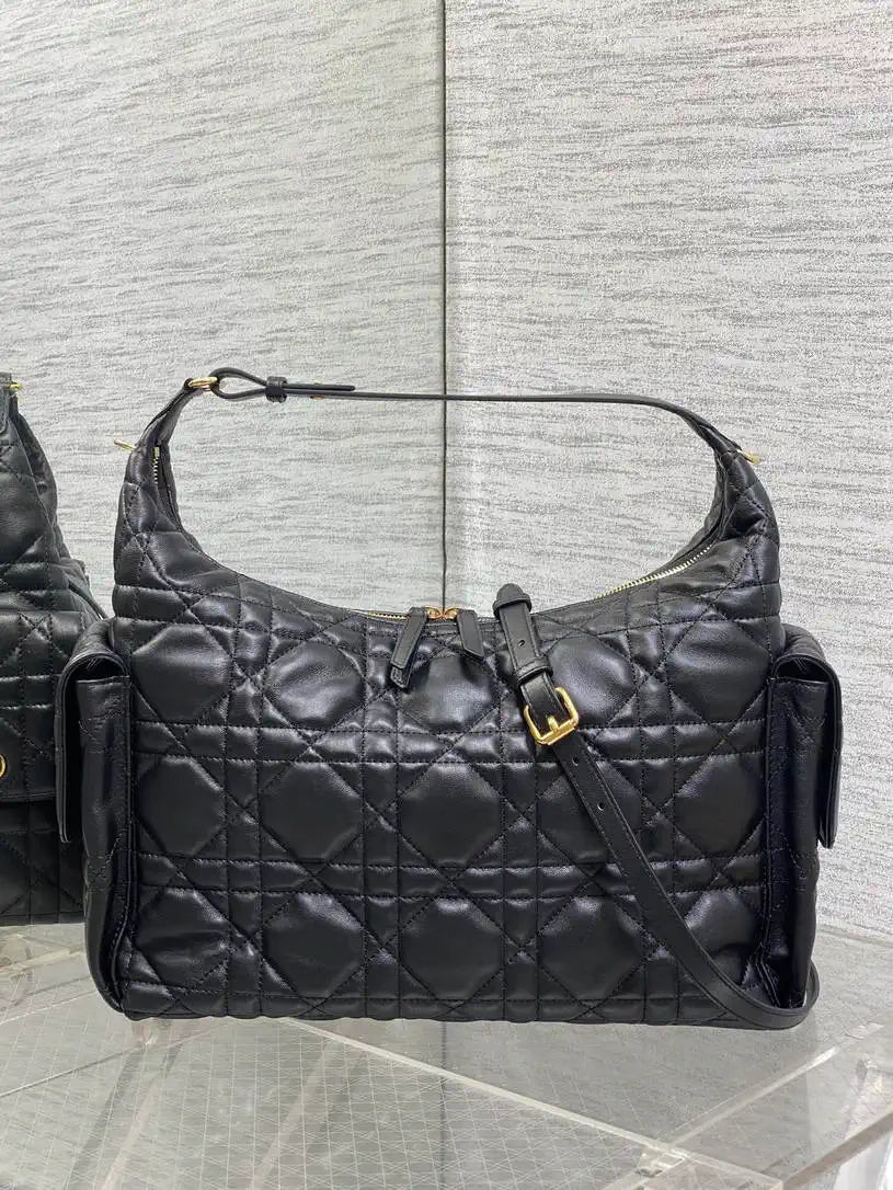Dior M6322 Large D-Dream Bag Black Macrocannage Lambskin